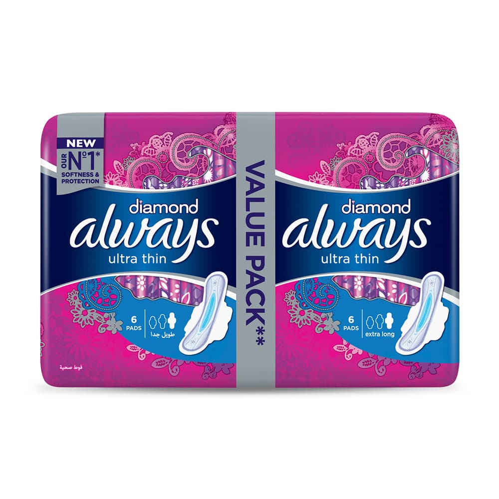 Always Diamonds Ultra Thin Sanitary Pads Extra Long Value Pack