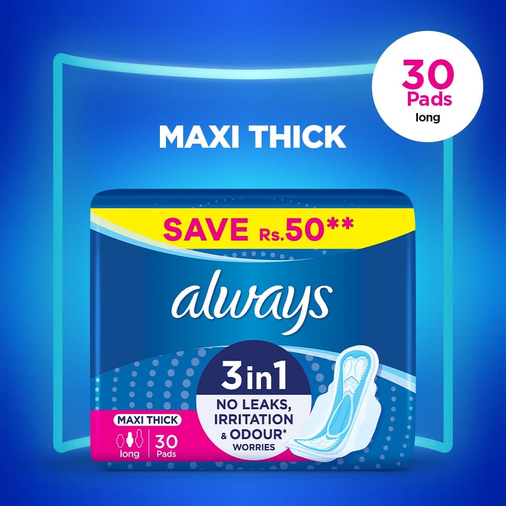 Always Maxi Thick Pads Long Trio Pack 30 Pads