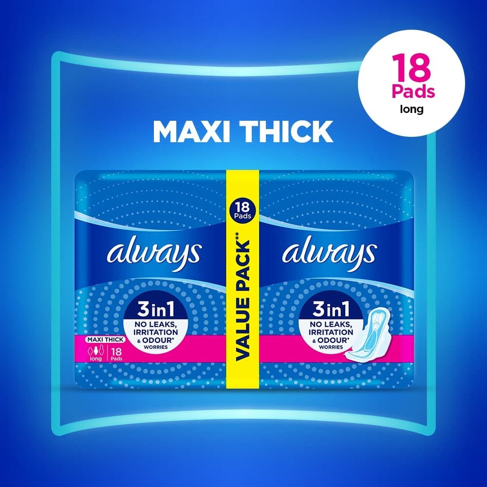Always Maxi Thick Pads Long Value Pack 18 pads