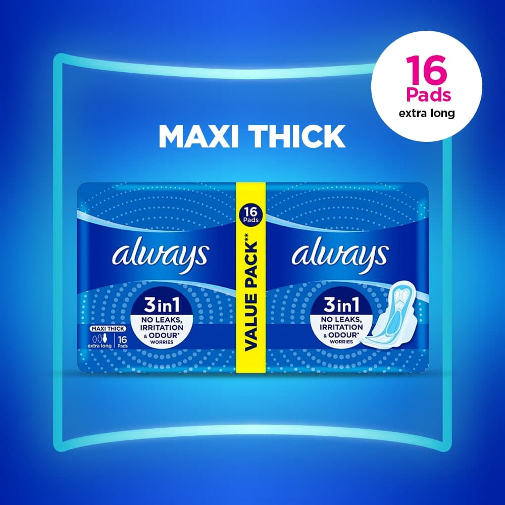 Always Maxi Thick Pads Extra Long Value Pack 16 Pads