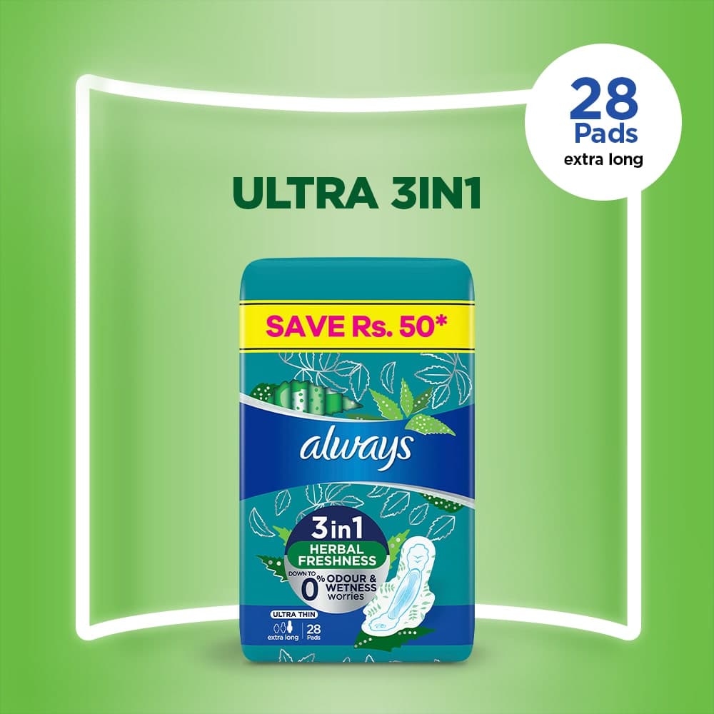 Always Ultra Thin Herbal Quatro Extra Long 28 Pads