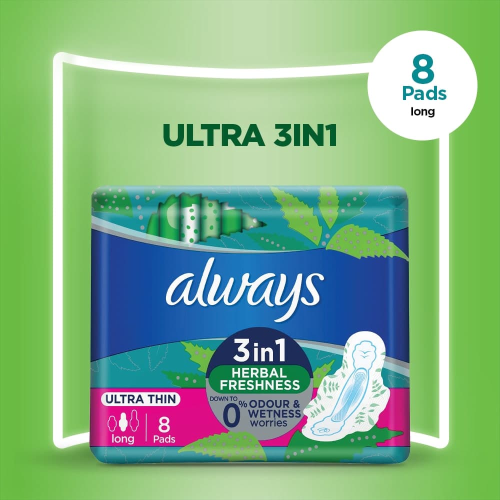Always Ultra Thin Herbal Quatro Single Long 8 Pads