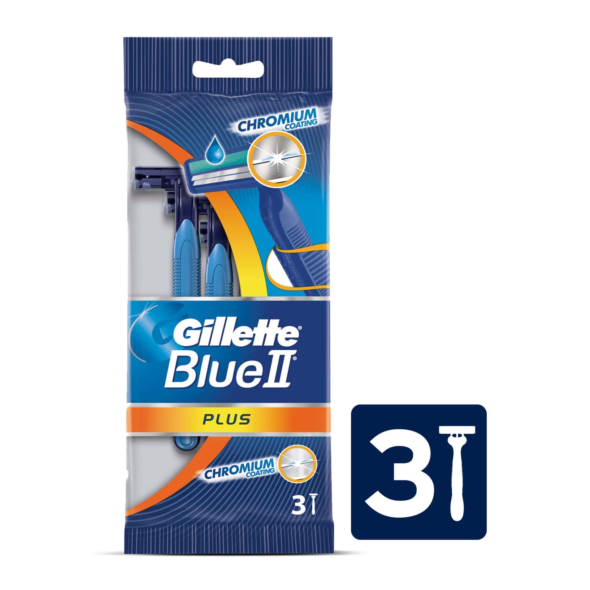 Gillette Blue II Plus Shaving Razor Pack of 3