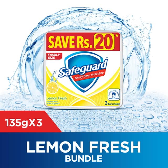 Safeguard Bar Soap Lemon Fresh 125g (Pack Of 3)