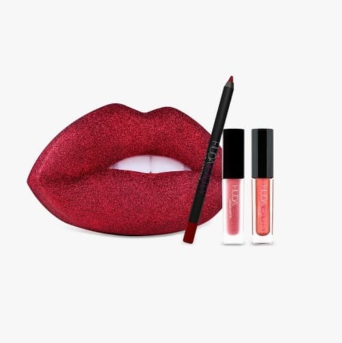 Huda Beauty Contour Lip Set Cheerleader and Saucy