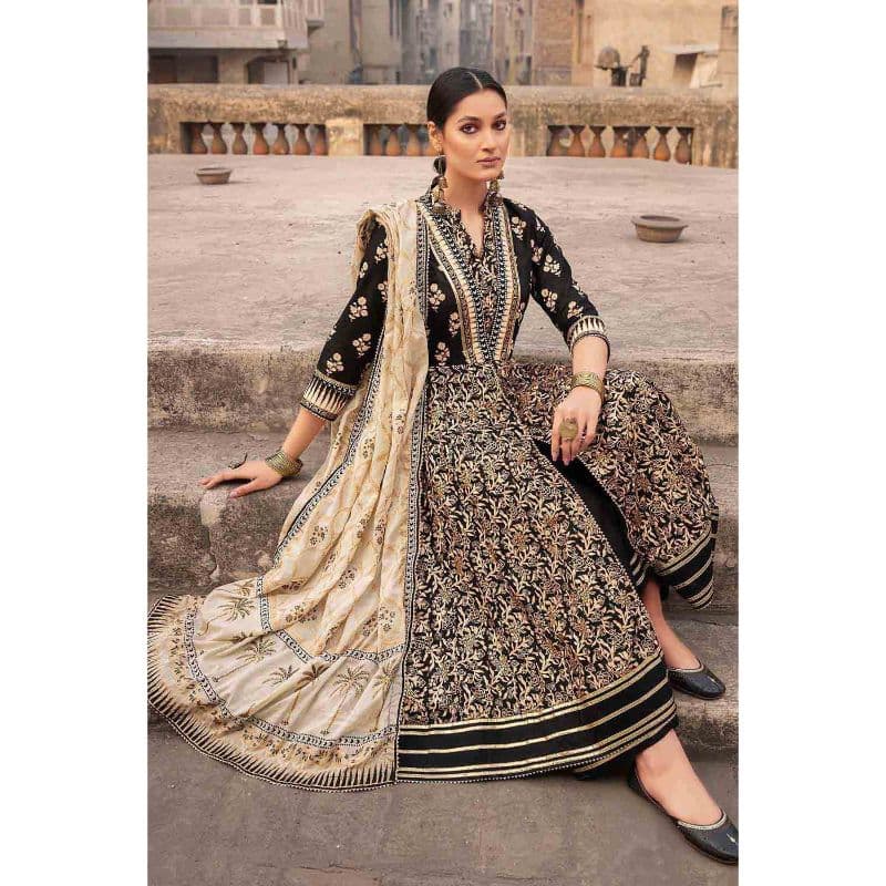 Ideas Lawn Unstitched Gold and Lacquer Printed Suit CL-32426B 3PC