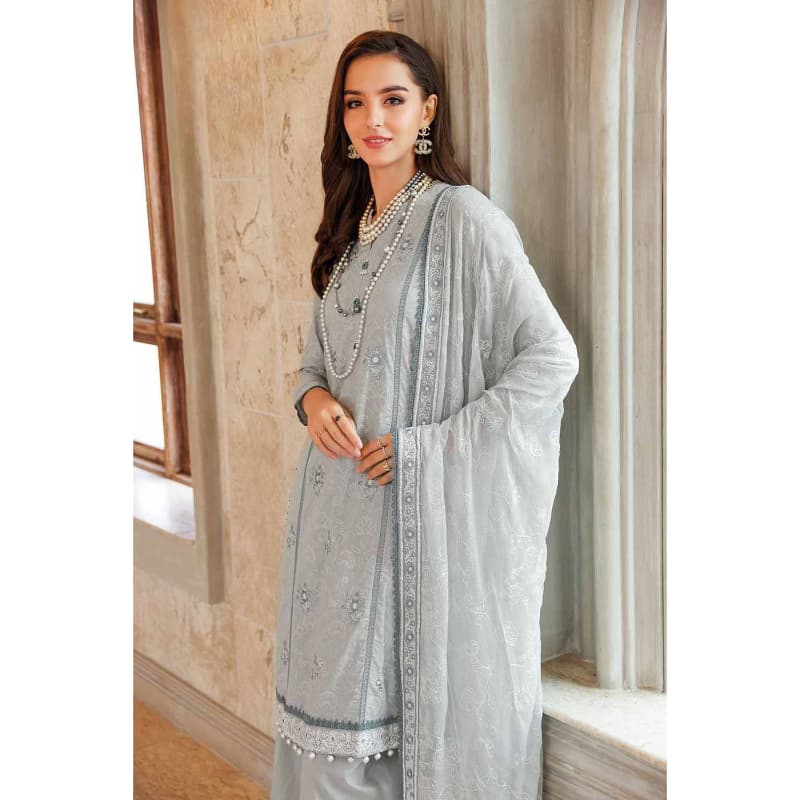 Ideas Embroidered Lawn Unstitched Printed Suit With Embroidered Chiffon Dupatta PM-22078 3PC