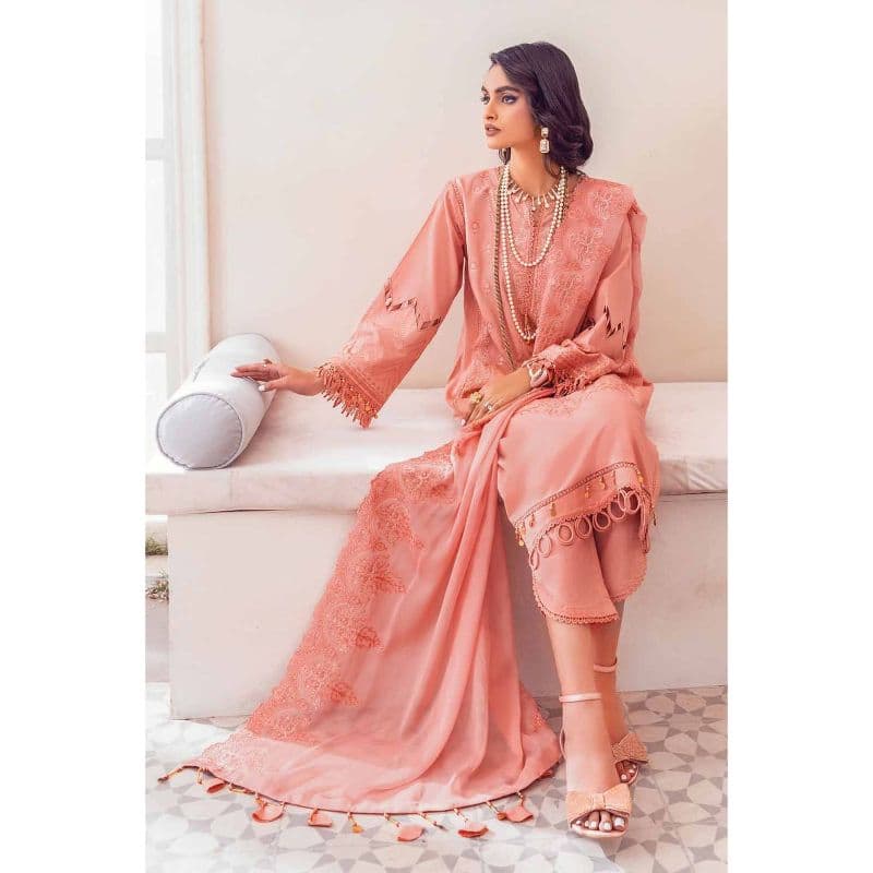 Sequins Embroidered Lawn Unstitched Suit With Sequins Embroidered Chiffon Dupatta PM-32043 3PC