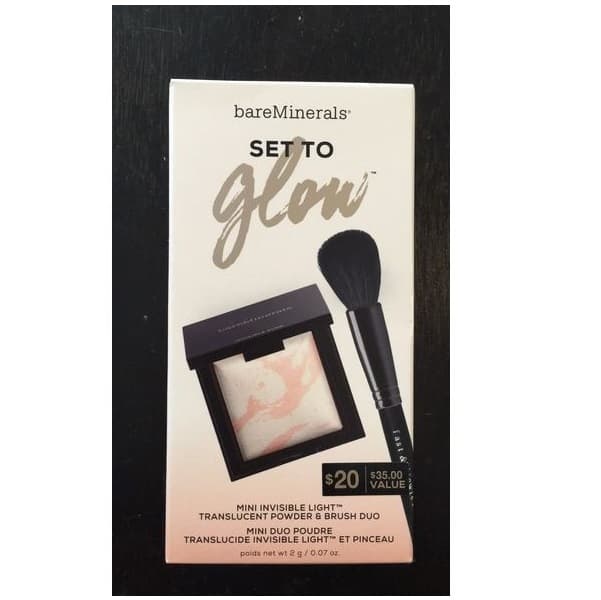 bareMinerals Set To Glow Mini Invisible Light Translucent Powder & Brush Duo
