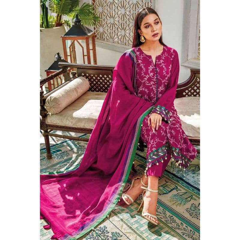 Embroidered Lawn Unstitched Suit With Yarn Dyed Dupatta MJ-32029 3PC