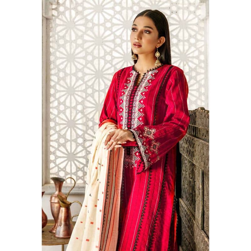 Embroidered Jacquard Unstitched Suit MJ-32018 3PC