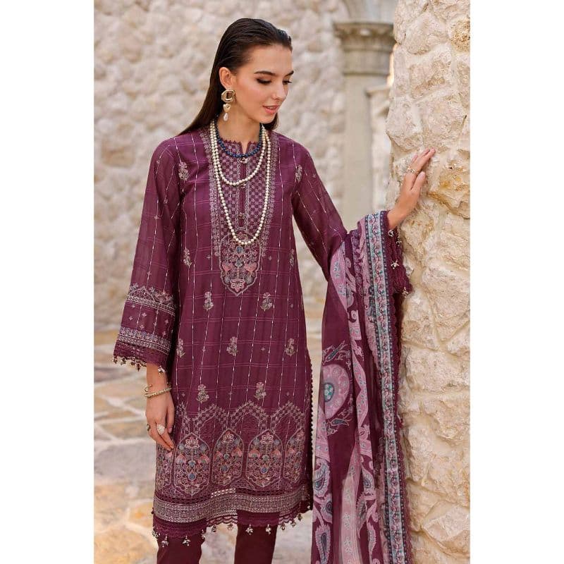 Embroidered Swiss Dobby Unstitched Suit With Digital Printed Tissue Silk Dupatta LSV-32017 3PC
