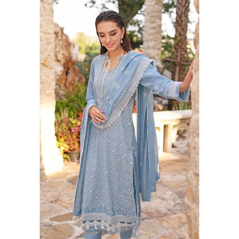 Schiffli Embroidered Swiss Voile Unstitched Suit LSV-32013 3PC