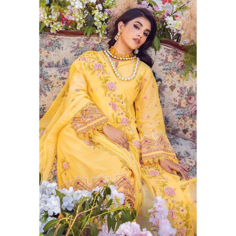 Embroidered Swiss Voile Unstitched Suit With Embroidered Chiffon Dupatta LSV-32007 3PC