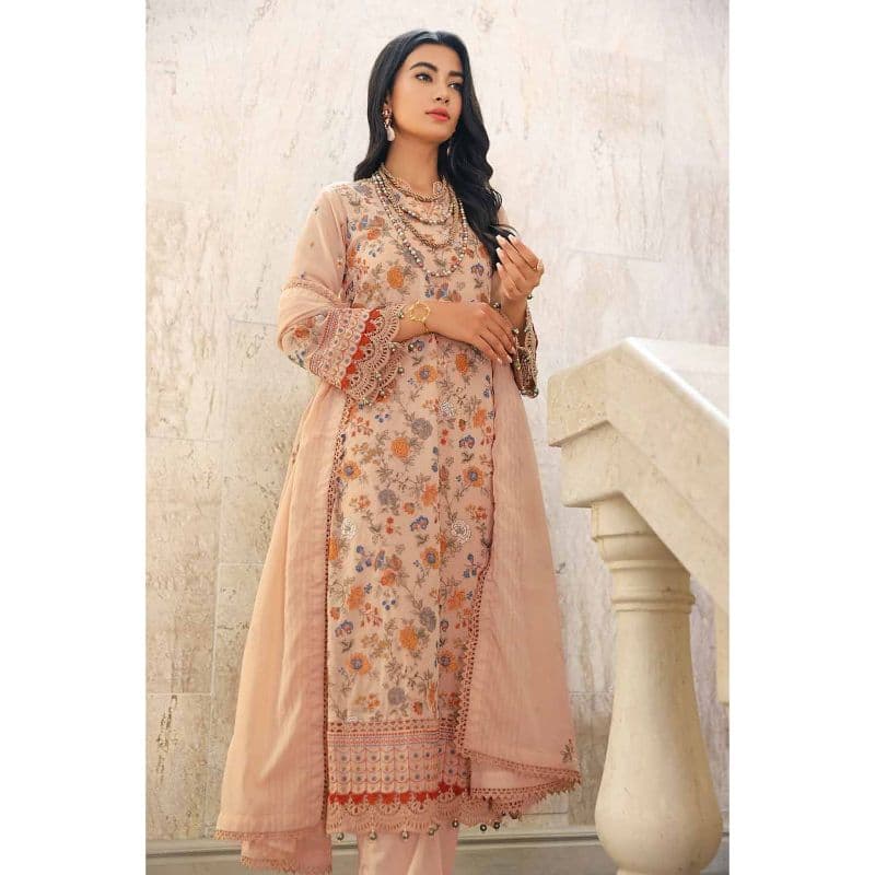 Embroidered Swiss Voile Unstitched Suit With Embroidered Swiss Dobby Dupatta LSV-32023 3PC