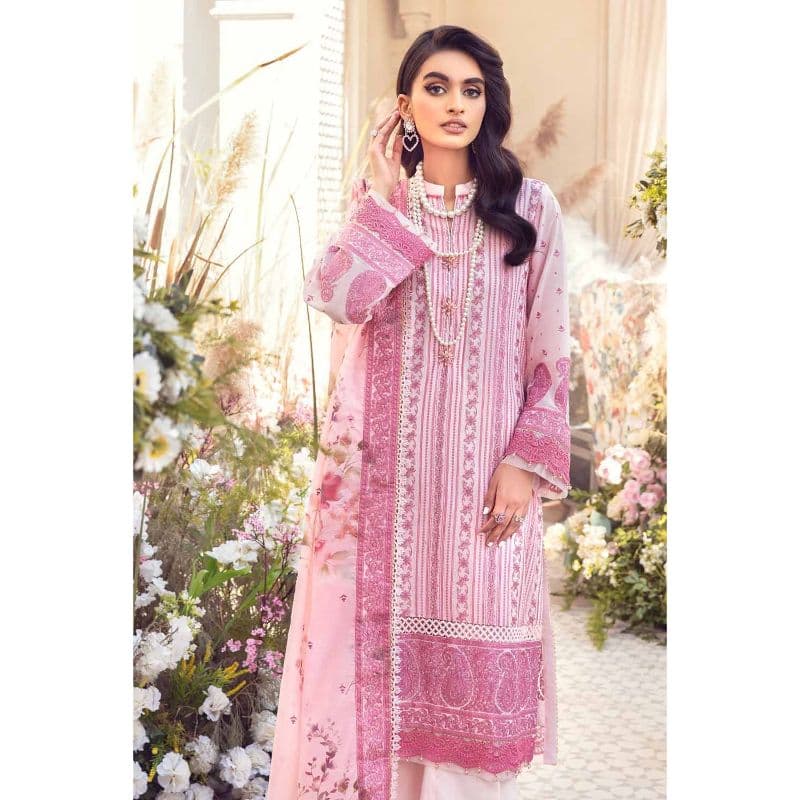 Foil Embroidered Lawn Unsitched Suit With Foil Embroidered Paper Cotton Dupatta LSV-32021 3PC