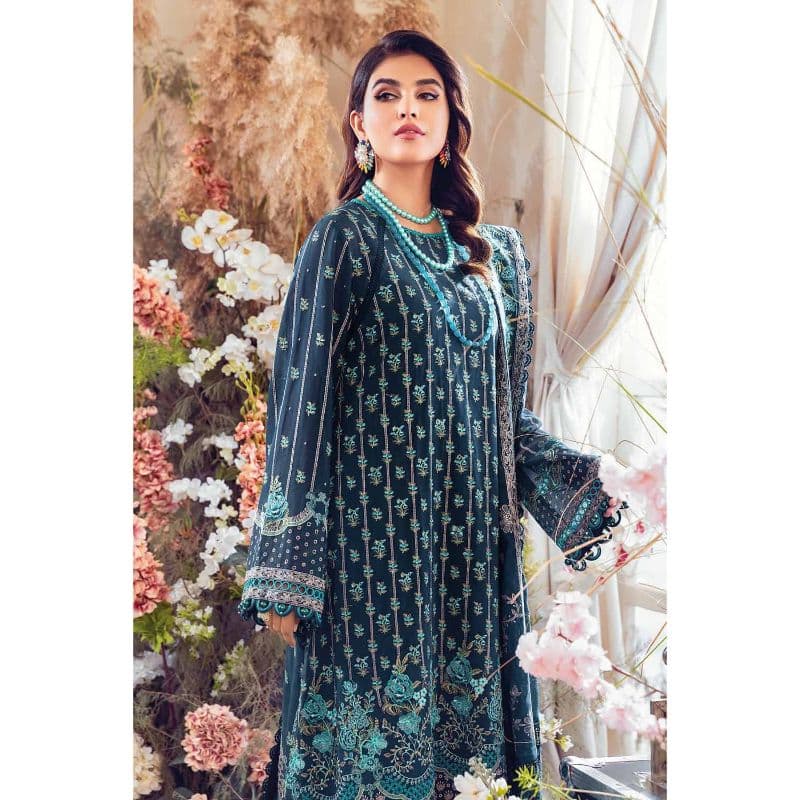 Embroidered Swiss Voile Unstitched Suit With Embroidered Paper Cotton Dupatta LSV-32022 3PC