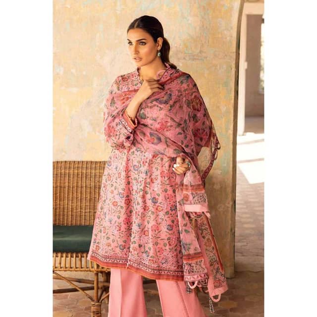 Paper Cotton Unstitched Suit With Organza Dupatta OG-32004 3PC