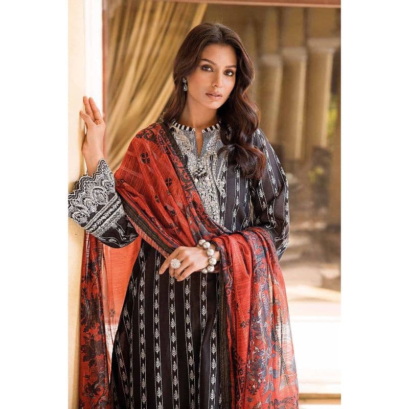 Embroidered Lawn Unstitched Suit With Digital Printed Zari Dobby Dupatta DB-32015 3PC