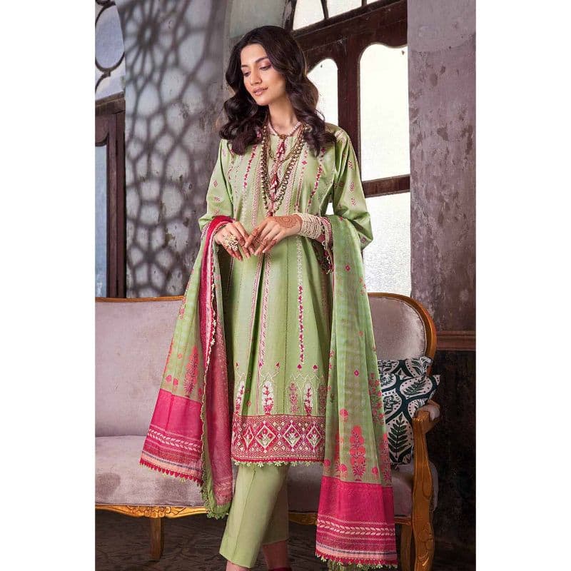 Embroidered Lawn Unstitched Suit With Digital Printed Mehsuri Dupatta SP-32001 3PC