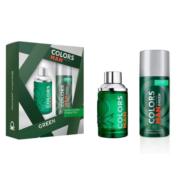 Benetton Colors Green Men Gift Set (EDT 80ml + Body Spray 150ml)