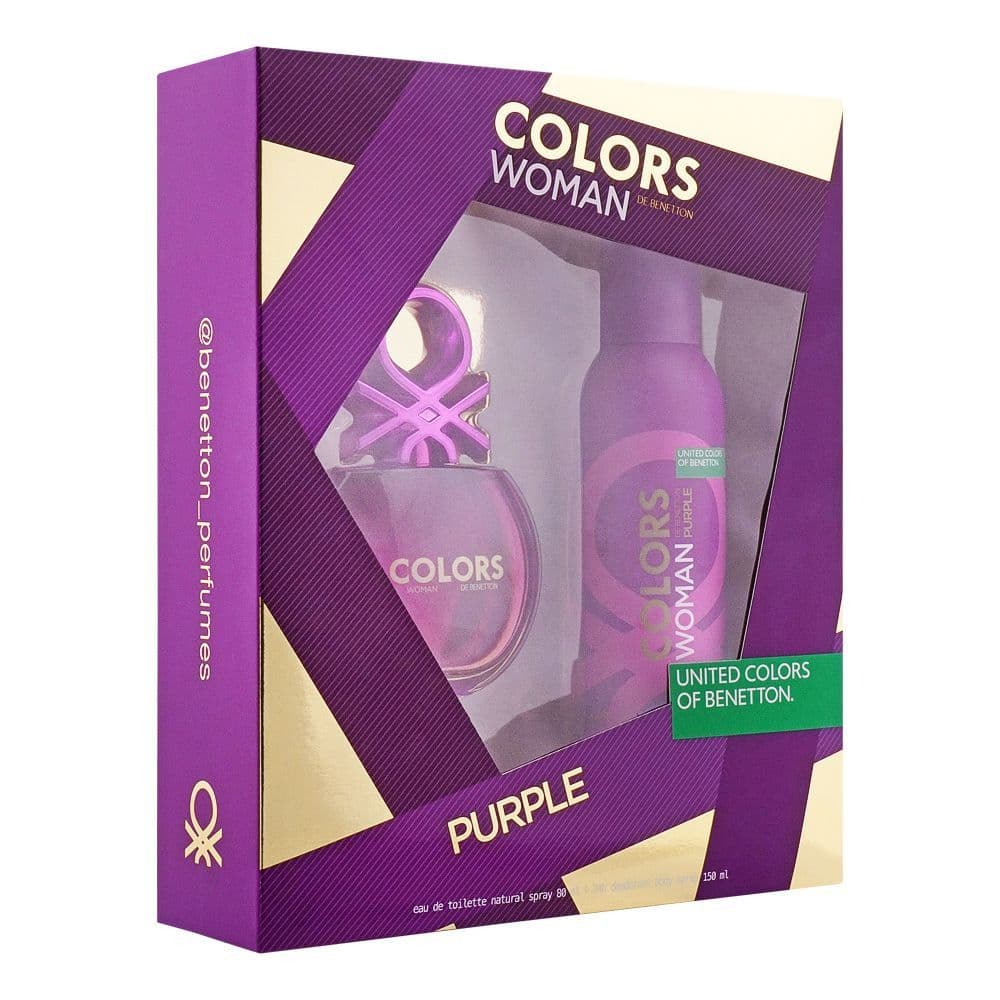 Benetton Colors Purple Gift Set (EDT 80ml + Body Spray 150ml)