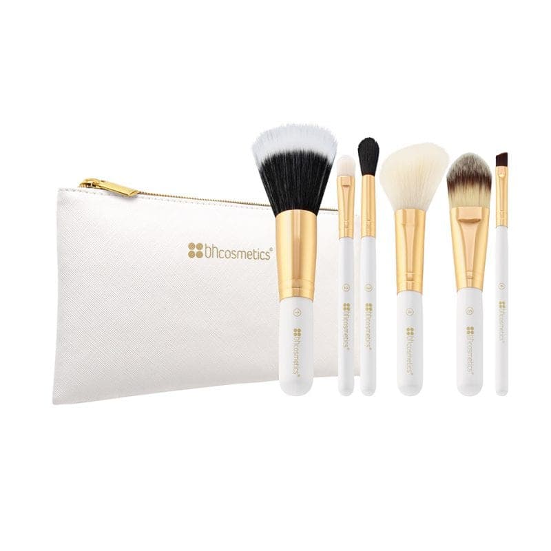 BH Cosmetics Bright White 6 Piece Brush Set With Cosmetic Bag