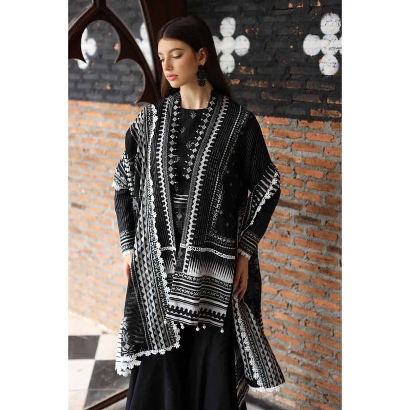 Lawn Unstitched Suit With Denting Lawn Dupatta DN-32053 3PC