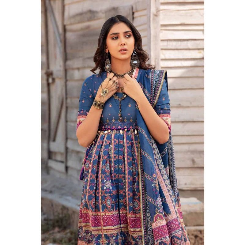 Lawn Unstitched Suit With Denting Lawn Dupatta DN-32071A 3PC