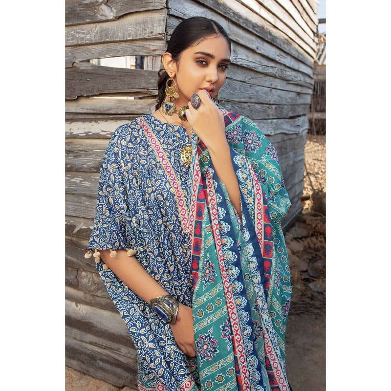 Lawn Unstitched Foil Printed Unstitched Suit With Denting Lawn Dupatta DN-32091A 3PC