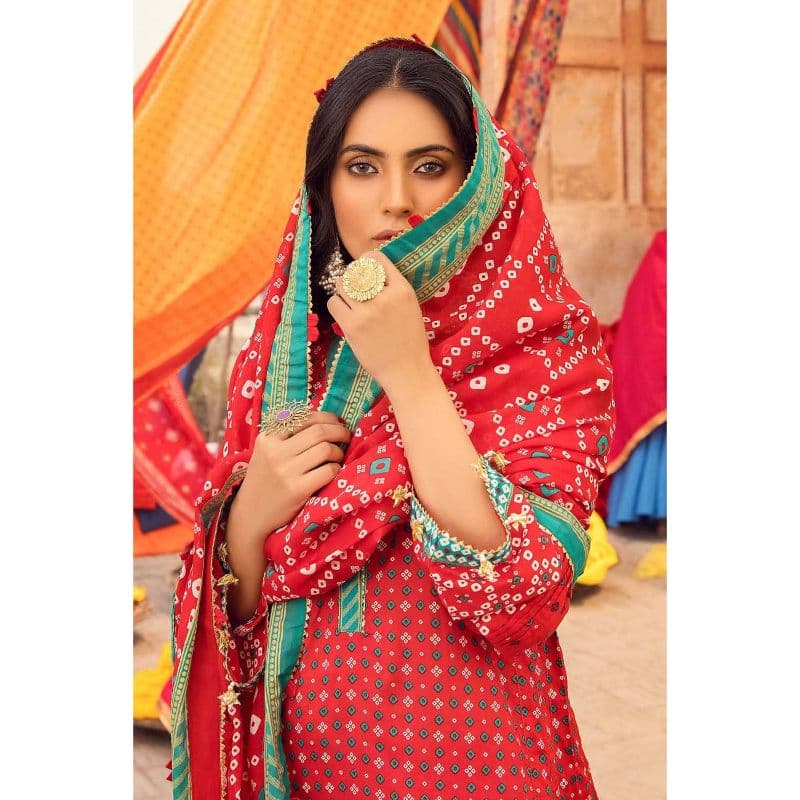 Chunri Lawn Unstitched Gold Printed Suit CL-22172A 3PC