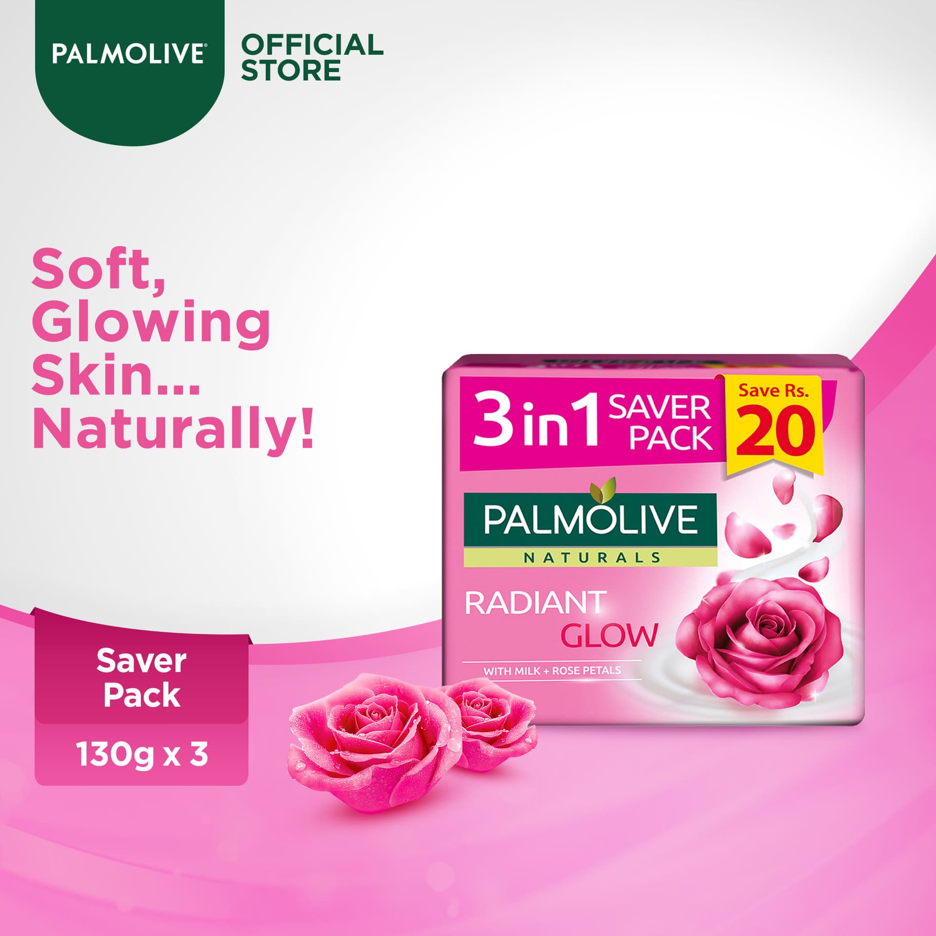 Palmolive Naturals Bar Soap Saver Pack 130gx3 - Radiant Glow