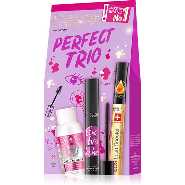 Eveline Gift Set Perfect Trio ( Hyaluronic Water 100ml + Mascara + Lash Serum)