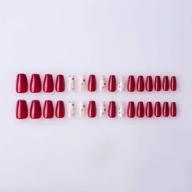 Nail Queen Floral Red