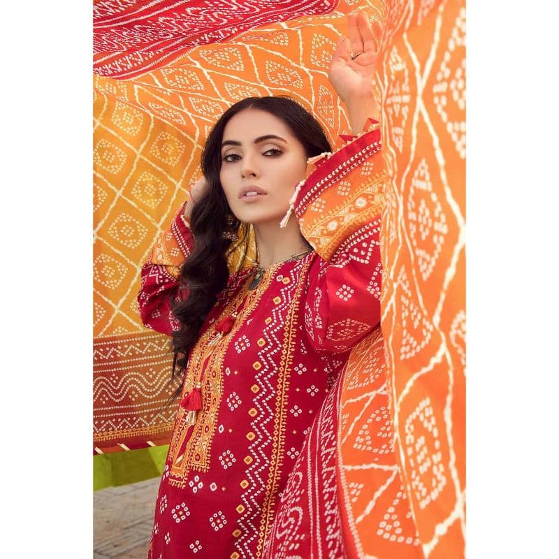 Chunri Lawn Unstitched Gold Printed Suit CL-32093B 3PC