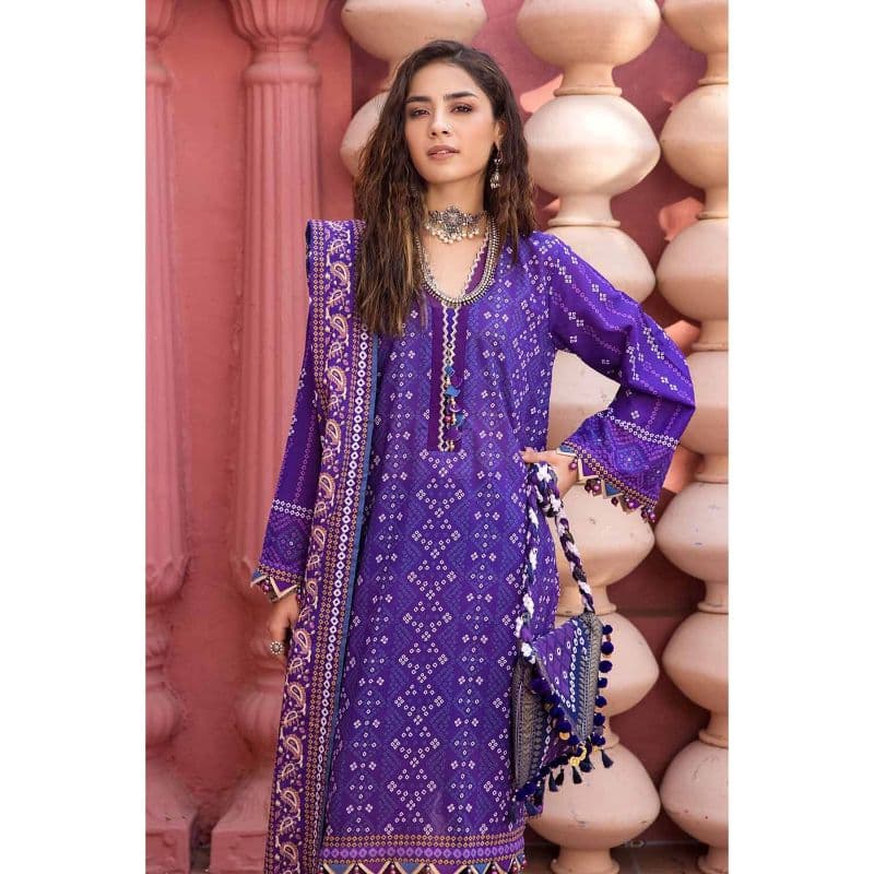 Chunri Lawn Unstitched Gold Printed Suit CL-32141B 3PC