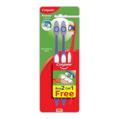 Colgate Premier Clean Toothbrush - Triple Pack (Medium)