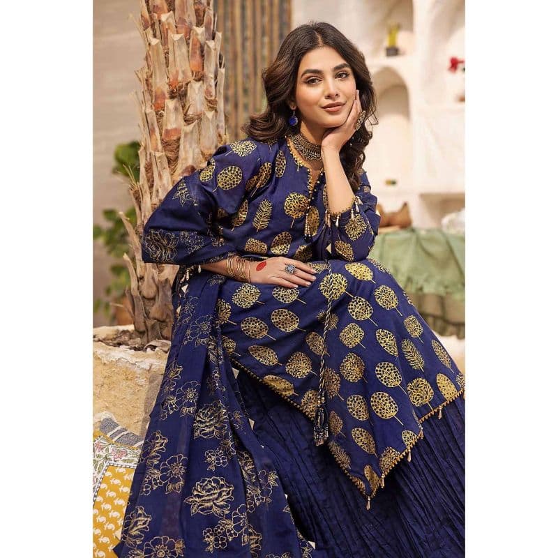 Lawn Glitter Printed Unstitched Suit with Gota Lace CL-32416 3PC
