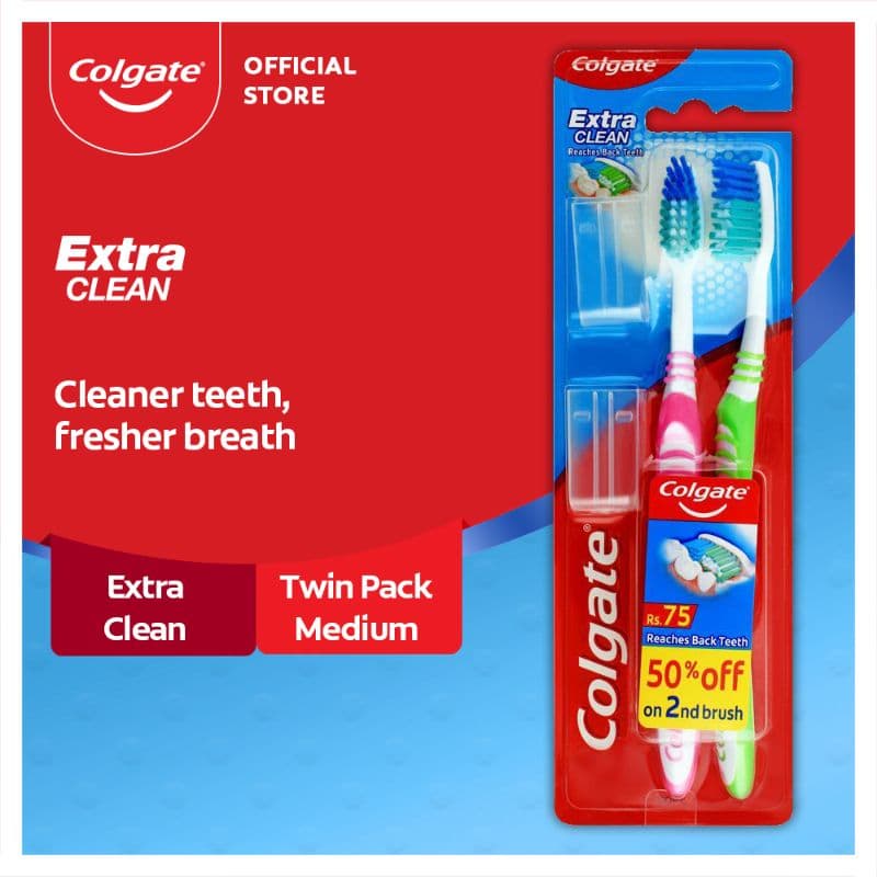 Colgate Extra Clean Toothbrush - Twin Pack (Medium)