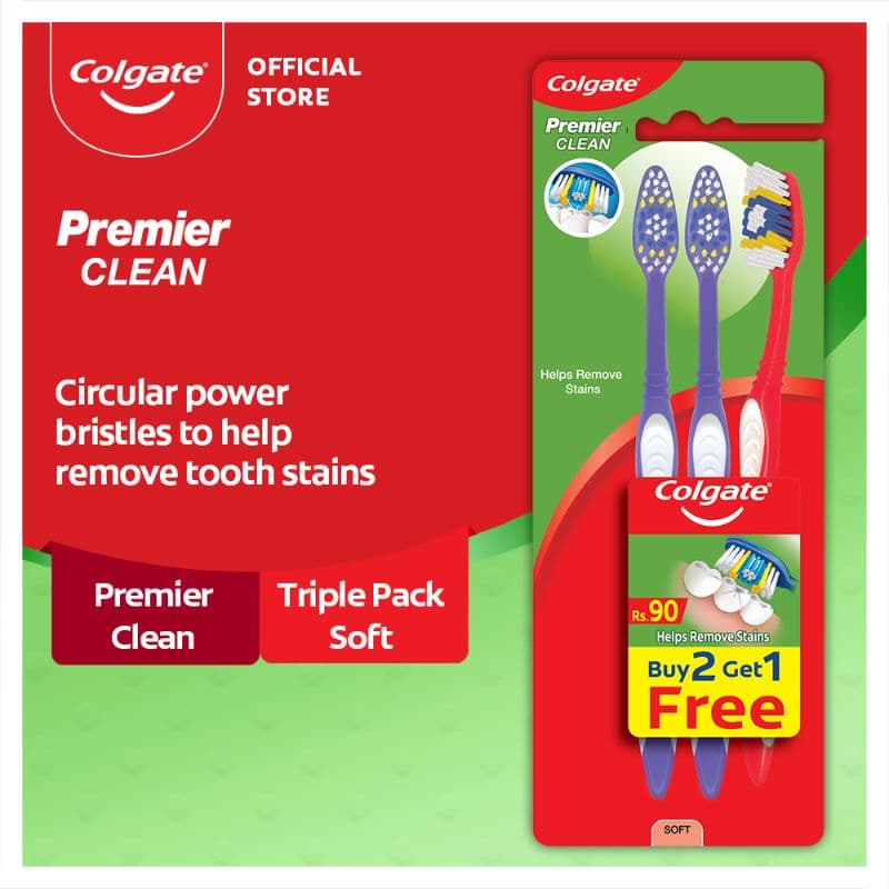 Colgate Premier Clean Toothbrush - Triple Pack (Soft)