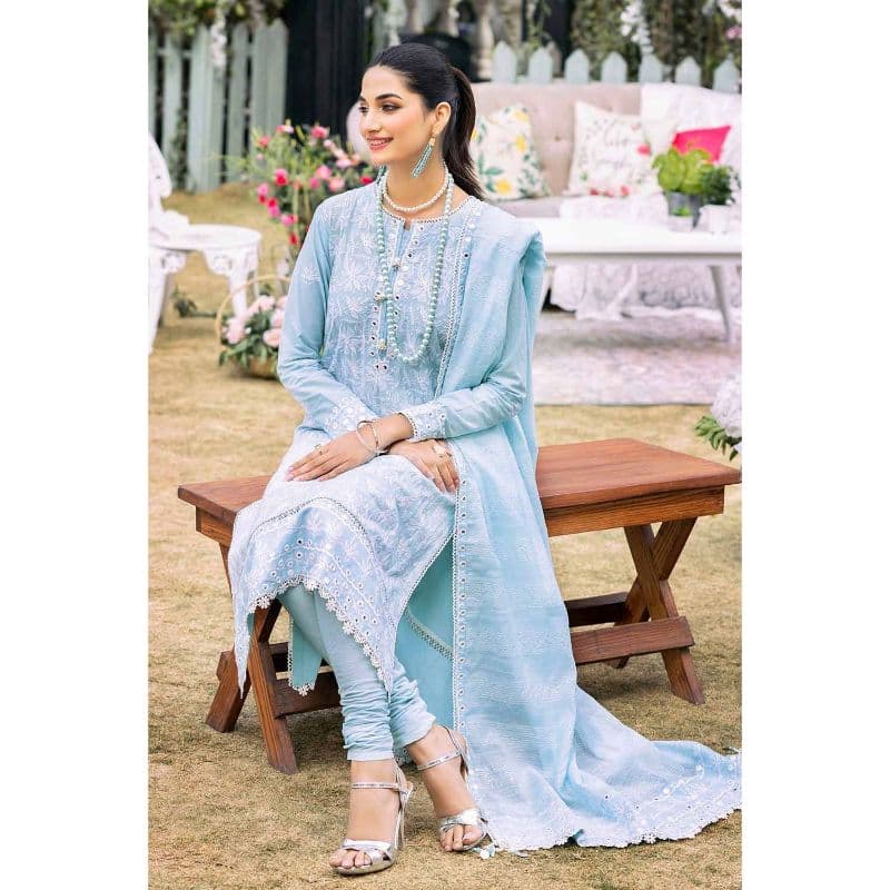 Sliver Foil Embroidered Lawn Unstitched Suit with Zari Dupatta CK-32003 3PC