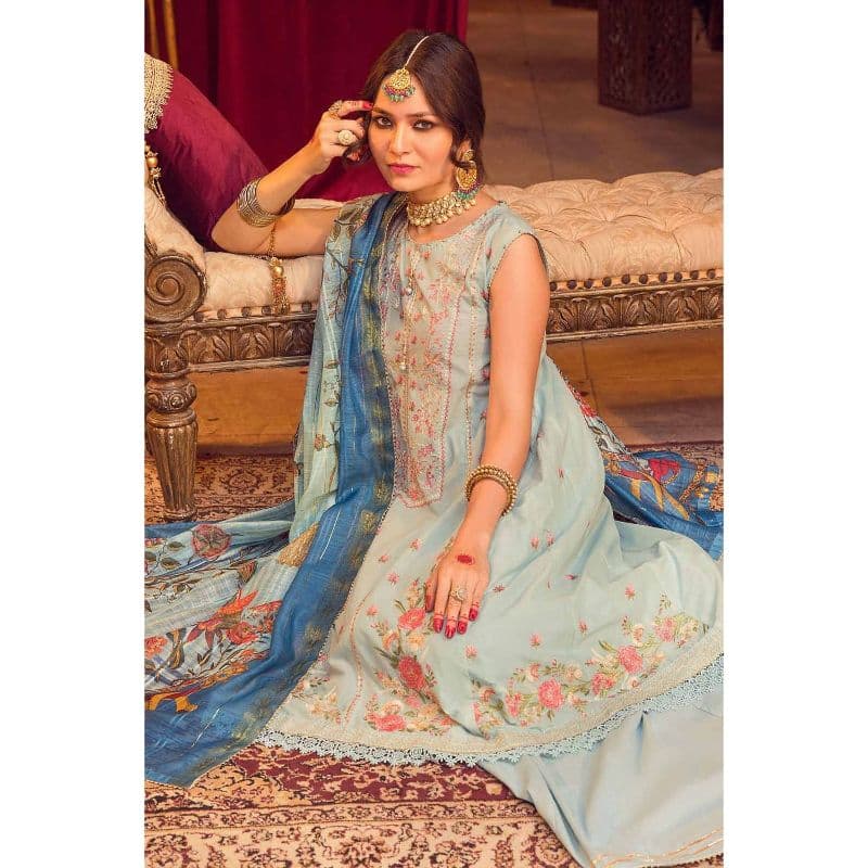 Lawn Embroidered Unstitched Suit with Jacquard Dupatta FE-32040 3PC