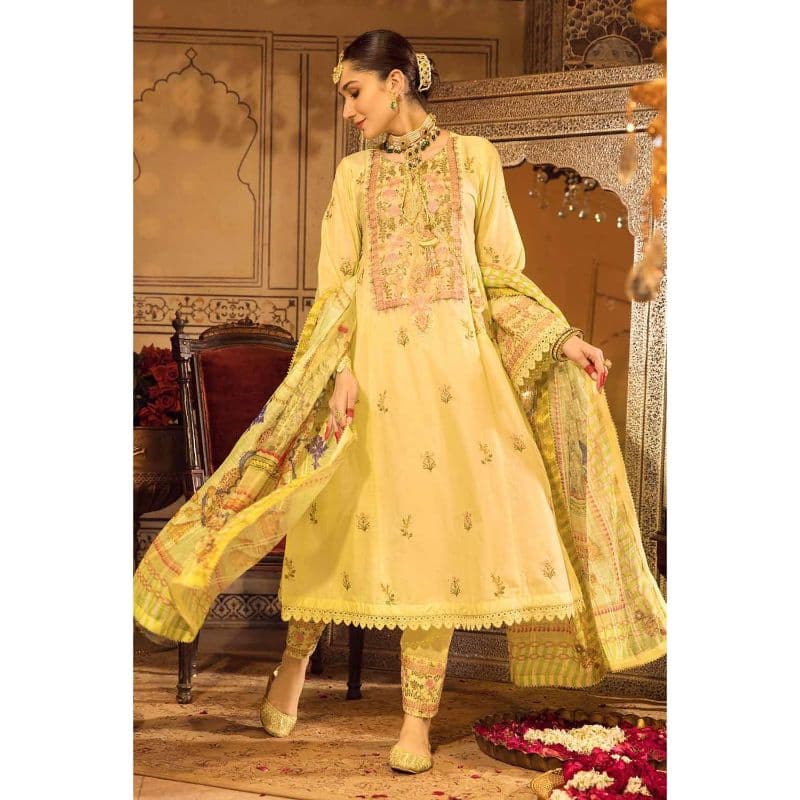 Embroidered Lawn Unstitched Suit with Embroidered Organza Dupatta FE-32041 3PC