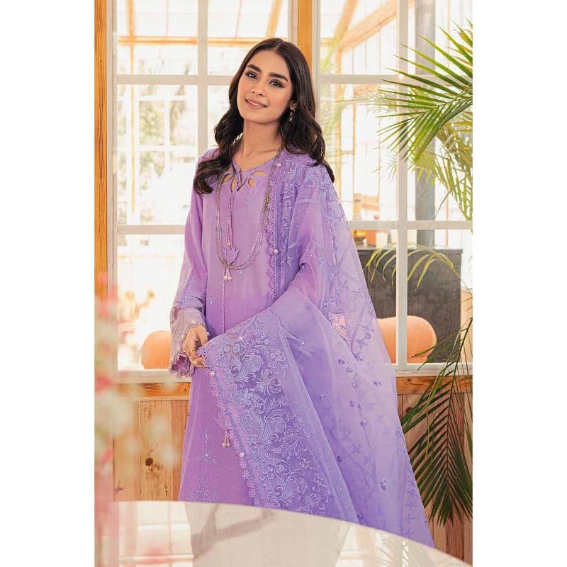 Embroidered Lawn Unstitched Suit with Embroidered Organza Dupatta FE-32005 3PC