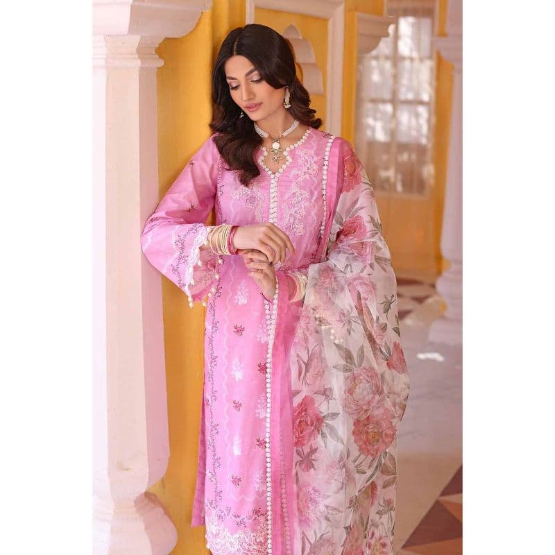 Embroidered Lawn Unstitched Suit with Organza Dupatta OG-32009 3PC