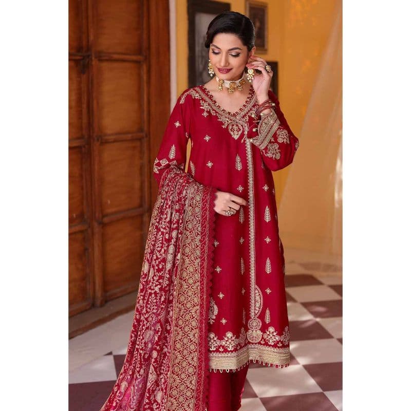 Zari and Sequins Embroidered Lawn Suit with Zari Embroidered Chiffon Dupatta PM-32003 3PC
