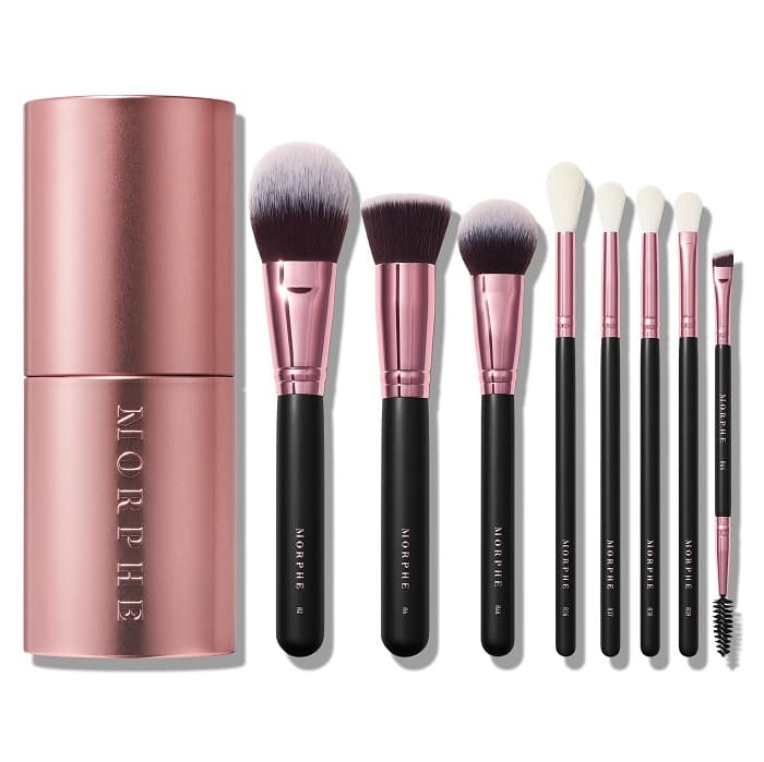 Morphe Flash Of Rosé 8-Piece Face & Eye Rose Gold Brush Set