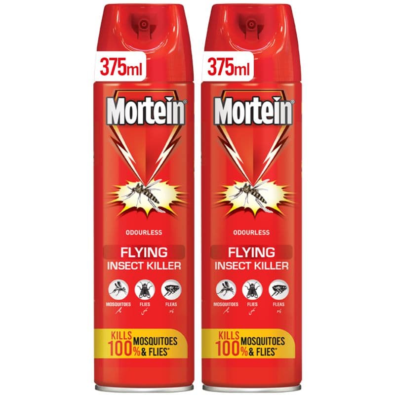 Mortein Flying Insect Killer Spray Kills 100% Mosquitos and Flies 375ml - Pack of 2