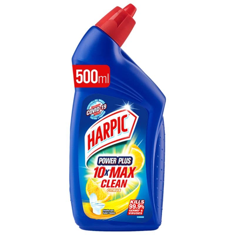 Harpic Toilet Cleaner Powerful 10x Max Cleaning Lemon 500ml