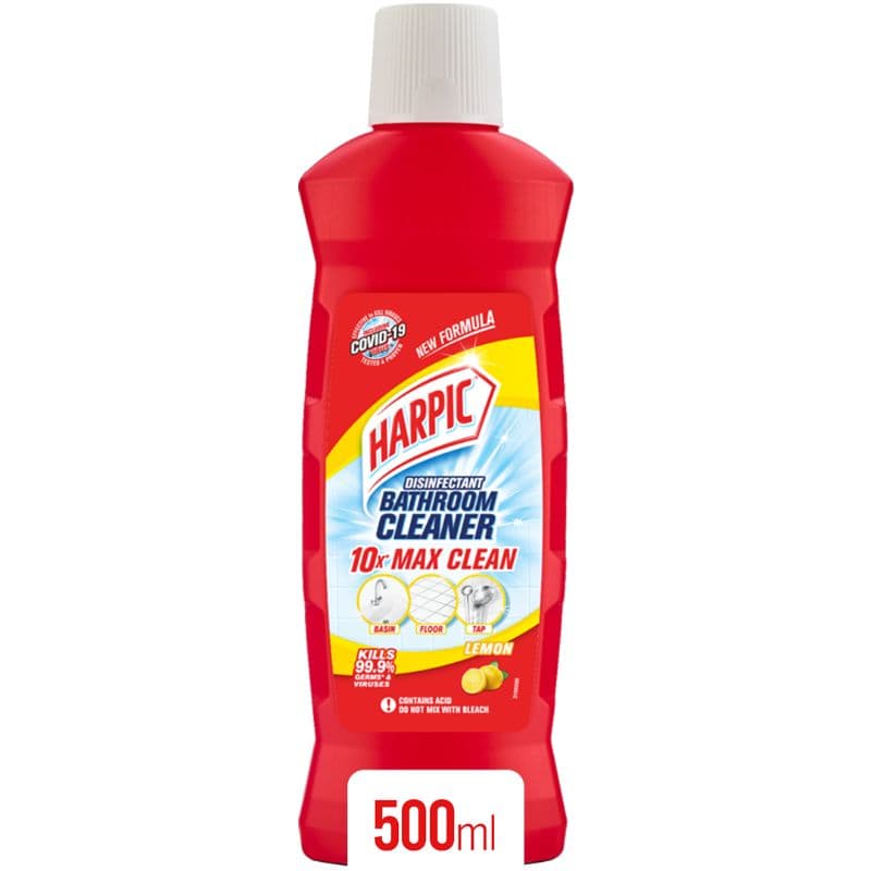 Harpic Bathroom Cleaner Stain Removal 10x Better Cleaning Lemon 500ml